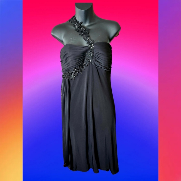 DRESS BARN COLLECTION BLACK ONE STRAP EVENING DRESS SIZE 10 BNWT - Picture 2 of 8